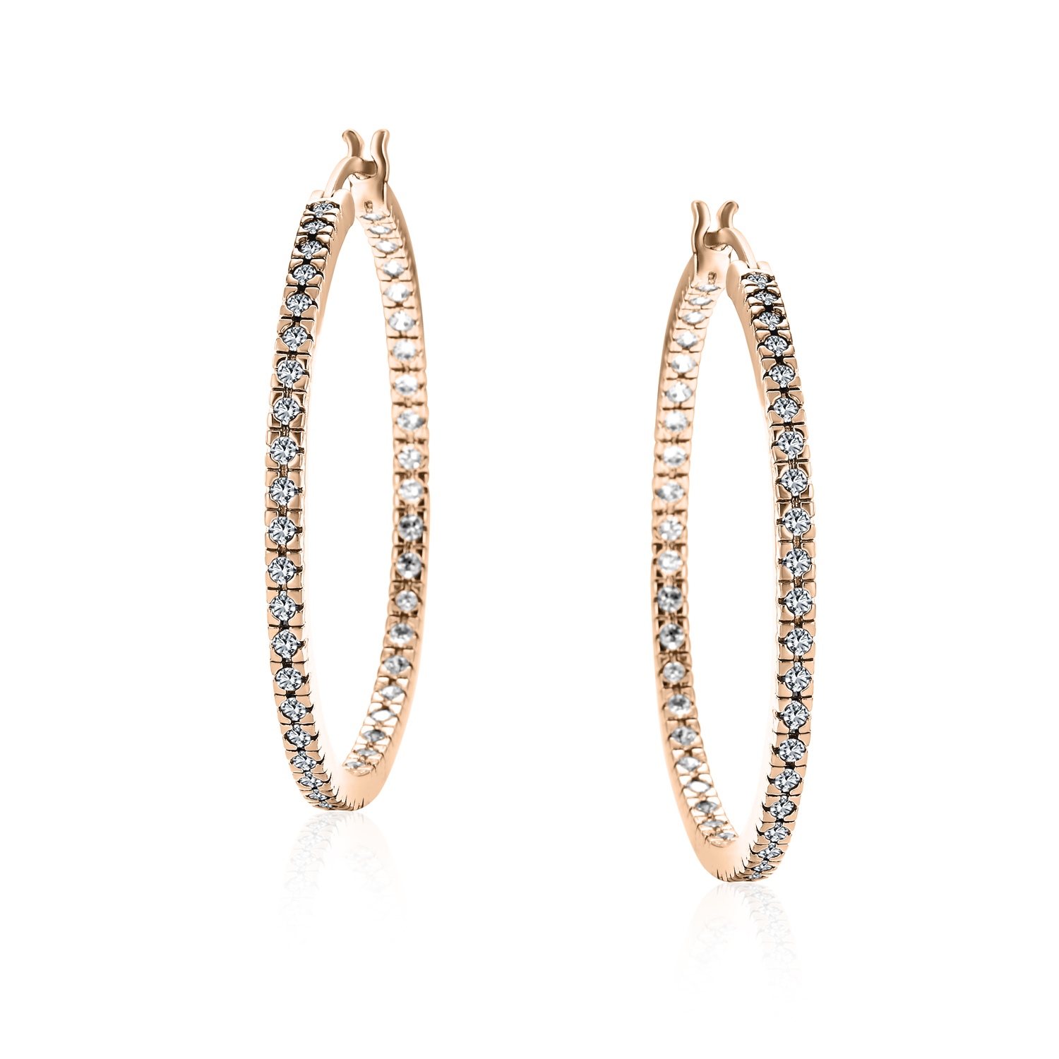 Clear Cubic Zirconia Pave Thin Inside Out Large Big Hoop Earrings For Women For eBay